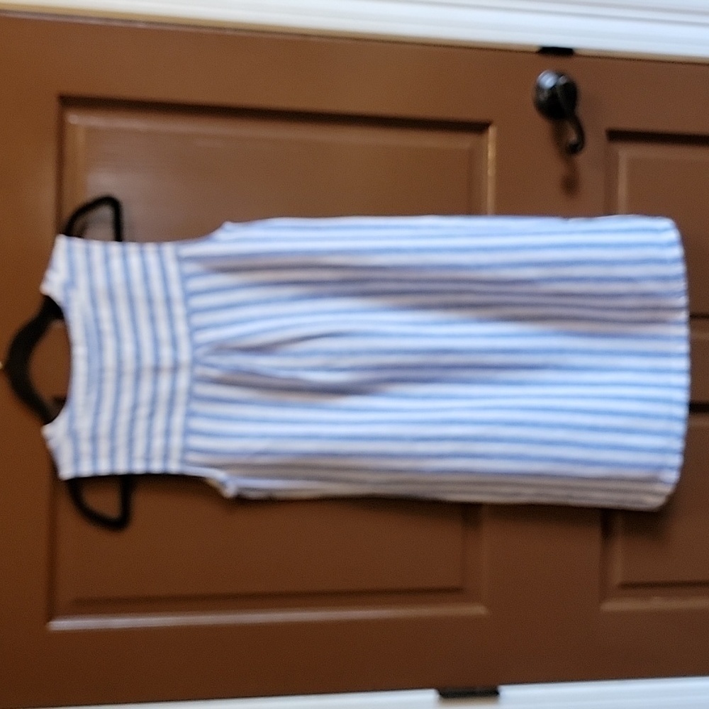 Nicole Miller-Linen blue & white striped v neck dress. XS. NWT - Picture 8 of 13